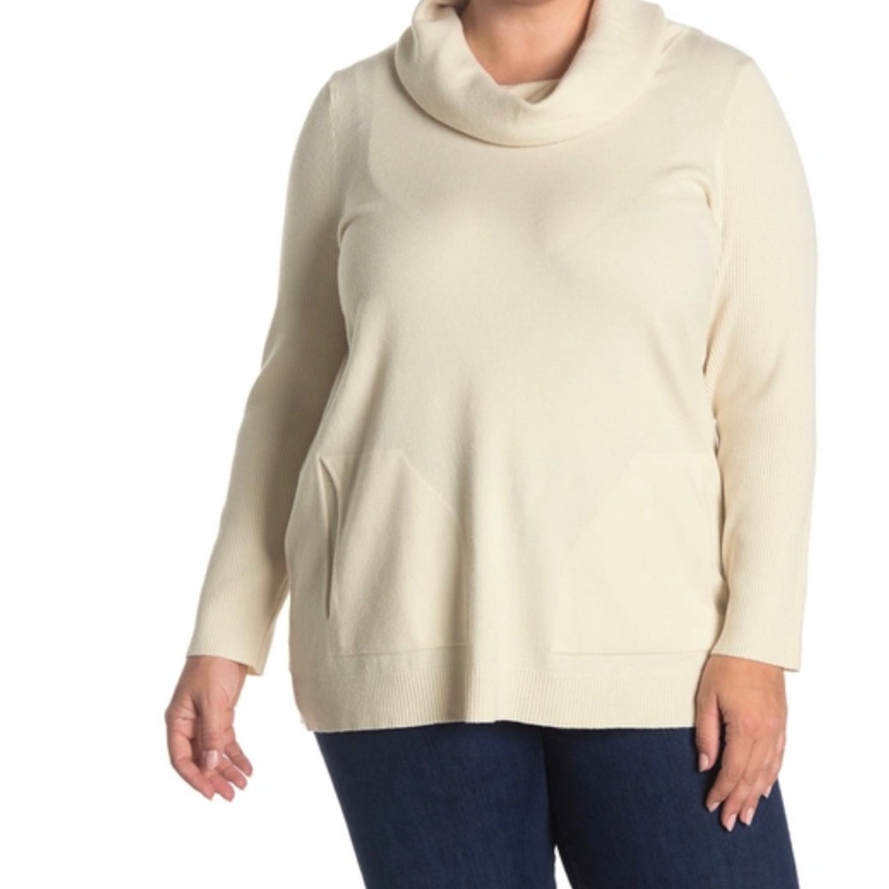 CYRUS Cowl Neck Cream Sweater